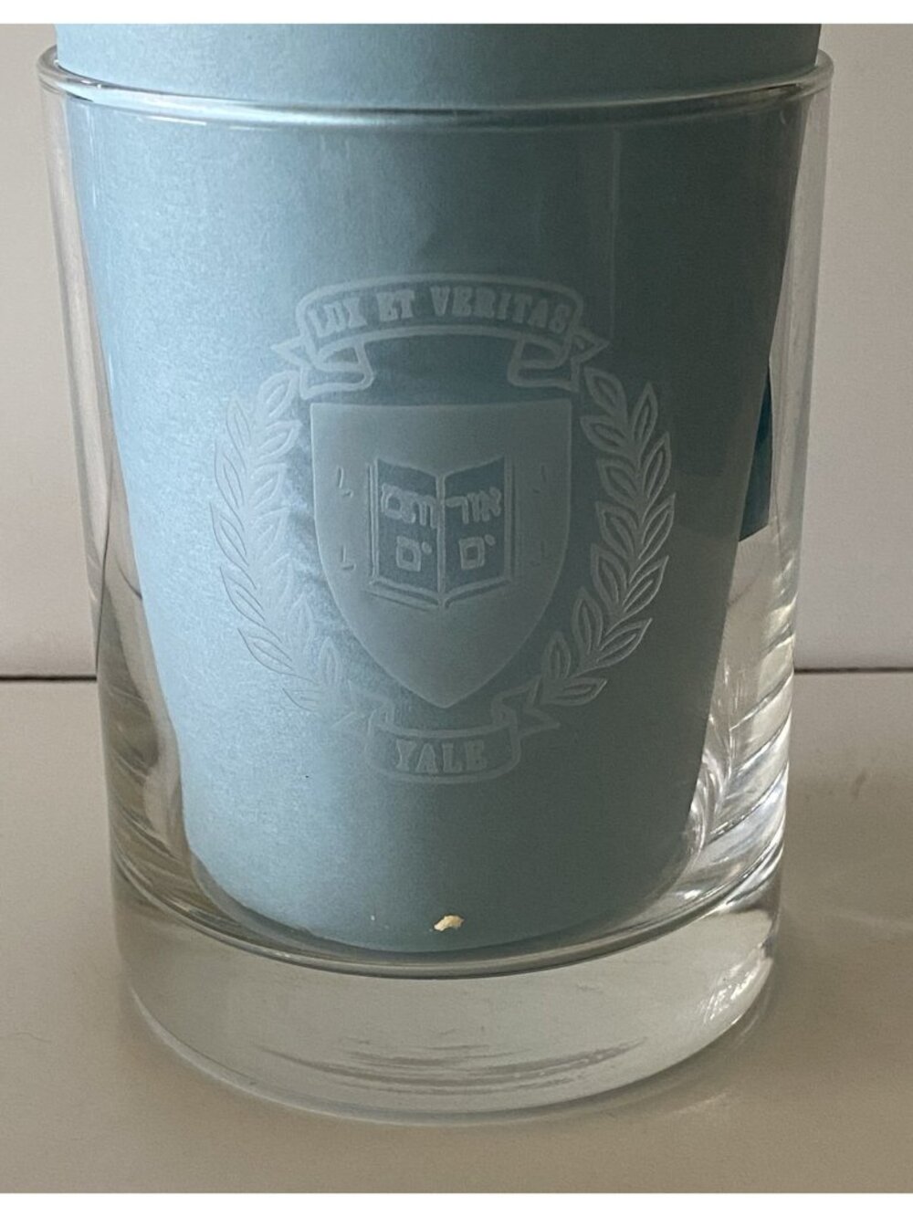 Yale University Etched Lowball Tumbler Glass - Lux et Veritas Crest Replacement